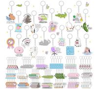 Cunno 100 Pcs Funny Acrylic Keychains Bulk for Gift, Humorous Quotes Cute Mixture Cartoon Pattern Keychains Gifts for Party Favors Women Men Coworker Bestie Sister Teen Retirement Farewell