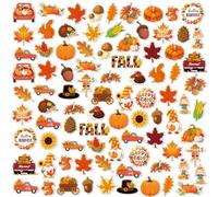 Cunno 100 Pcs Happy Fall Pins Bulk Cute Pumpkin Maple Pins for Thanksgiving