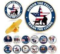 Cunno 12/24/48 Pcs Veteran Gifts Military Challenge Pins Thank You for Your Service Veterans Day Decorations for Christmas Military Memorial Day Gift, red, white, blue, and gold, about 1.18 inches/ 3