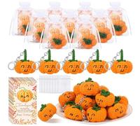 Cunno 12 Sets Friendsgiving Party Favors Thanksgiving Gifts Crochet Pumpkin Keychain with Cards Organza Bags Friendsgiving Gift Ideas Thanksgiving Party Supplies Decorations
