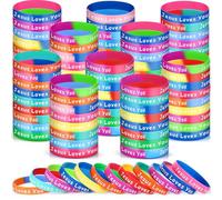 Cunno 120 Pcs Jesus Loves You Silicone Wristbands 12 Styles Colorful Christian Rubber Bracelets Religious Inspirational Bracelets Church Gifts for Men Women Teens Adults School Party, Mixed Colors