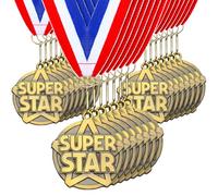 Cunno 20 Pcs 2'' Gold Medals for Awards Winner Encourage Team Participation for Kids Adults Trophy Award Prize Gift Competitions Graduation Party(Super Star)