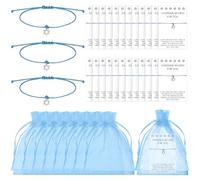 Cunno 24 Pcs Hanukkah Bracelets Gifts Bulk Star of David Bracelets Adjustable Strings Happy Chanukah Jewish Party Favors Hanukkah Jewelry Gifts with Card and Organza Storage Bag for Women Men