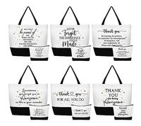 Cunno 24 Pcs Thank You Canvas Tote Bags for Women Nurse Employee Appreciation Gift Bulk Makeup Bags for Teacher Staff, White, Black, Inspirational Quotes
