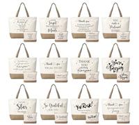 Cunno 24 Pcs Tote Bags Bulk Appreciation Gifts,Thank You,Rustic Beige