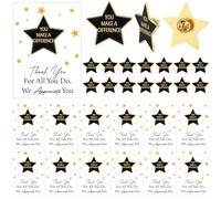 Cunno 24 Set You Make A Difference Pins Employee Appreciation Gift Black Gold Five Thank You Pointed Star Badge Lapel Inspirational Greeting Cards Teamwork Party Favors for Coworker