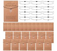 Cunno 24 Sets Christmas Wish Bracelets cord Bulk Christmas gift bracelets Friendship Holiday Gifts for Women Coworkers, 9.8 Inches, silver, paper, silver, paper