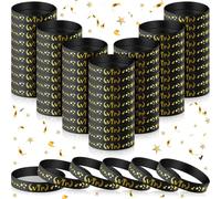 Cunno 25/50/100/200 Pcs Silicone VIP Wristbands Reusable Black Gold Identification Bracelets for Events Party Festivals Wedding Concert Fair Amusement School Office Supplies(25 Pcs)