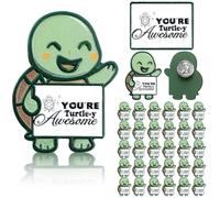 Cunno 30 Pcs Teacher Appreciation Gift Pins Bulk Inspirational Positive Taco Duck Turtle Pins for Students Teacher Bus Driver(Turtle)