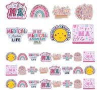 Cunno 32 Pcs Christmas Funny Pins Appreciation Brooch Gifts Enamel Pins Bulk Medical Jewelry Decor Accessories for Women Men Doctor Nurse Assistant Student Christmas Party Gifts