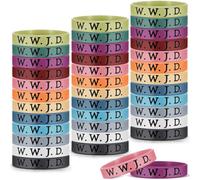 Cunno 36 Pack Rubber Bracelets WWJD What Would Jesus Do Bulk Religious Bible Verses Silicone Bracelets Colorful Inspirational Bracelets Christian Bracelets Gifts Men Women Church
