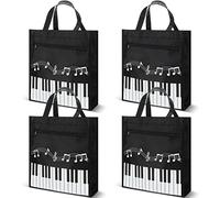 Cunno 4 Pieces Small Piano Music Bag Piano Keys Handbag Reusable Tote Bag Shoulder Shopping Bag Book Bag Carry Bag for Piano Music Teacher Gifts