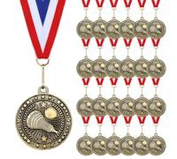 Cunno 48 Pcs Award Medals Bulk Gold Medals Trophy Award with Neck Ribbons Winner Prize Gift for Team Sports Participation Achievement Party Favors(Lacrosse)