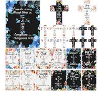 Cunno 48 Pcs Christian Pins Gifts Bulk with Scripture Card Religious Jesus Enamel Metal Lapel Brooch Floral Bible Verse Christ Badges Set for Women Faith Christmas Stocking Stuffers, 1.57 in/4cm, gold