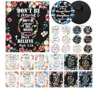 Cunno 48 Pcs Christian Pins Jesus Enamel Lapel Pins Floral Bible Verse Christ Bible Badges with Verses Card Gift Bulk Metal Badge Brooch for Religious Scripture Jewelry Gifts for Women, 1.57 in/4cm