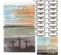 Cunno 50 Set Plan of Salvation Card Bracelet Gifts Bulk Christmas The Roman Road to Salvation Christian Tracts Bookmarks Cross Bracelets Scripture Bible Gifts for Evangelism Seekers