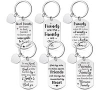 Cunno 6 Pcs Friendship Keychains for Women Best Friend Stainless Steel Keychains Christmas Friendship Appreciation Gifts, Heart Pattern, 3 x 3 cm/ 1.18 x 1.18 inch