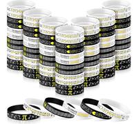 Cunno 60/120 Pcs Math Party Favor Pi Silicone Bracelets Bulk Funny Mathematics Wristband Gift Back to School Educational Prizes for Students Teachers Math Lover Classroom(60 Pcs)