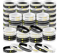 Cunno 60/120 Pcs Math Party Favor Pi Silicone Bracelets Bulk Funny Mathematics Wristband Gift Back to School Educational Prizes for Students Teachers Math Lover Classroom (120 Pcs)
