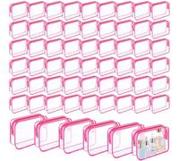 Cunno 60 Pcs Clear Toiletry Bag TSA Approved Cosmetic Bag Bulk Makeup Bag Travel Carry Airport Airline Compliant Bag for Women Men Summer Vacation Salon Mother Gift, Rose Pink