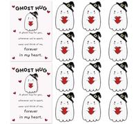Cunno 72 Pcs/24 Pack Ghost Pocket Hug Bulk Gifts Halloween Pins Spooky Gifts Boo Basket Stuffers with Motivational Cards Organza Bags Halloween Party Favors Goodie Bag Filler for Reward Trick or Treat