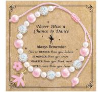 Cunno Dance Bracelet Gifts Ballet Recital Gifts for Woman Pink Dance Bracelet Jewelry with Card Storage Bag Ballerina Gift for Dancers Dancing Lover Ballet Friends Mate Daughter Granddaughter Niece