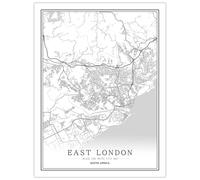 CUNNVN EAST LONDON White 3D printing city map canvas painting 19.7x23.6 inch Creative line art map pattern, wall art picture home decoration canvas painting