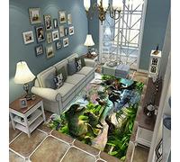 CUNNVN Green Rug 23.6x35.4 inch 3D Printing Dinosaur Motif Of Primeval Forest Non-Slip Area Rugs Home Decor Water-Repellent Easy To Clean For Living Room Bedroom