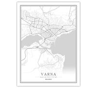CUNNVN VARNA White 3D printing city map canvas painting 19.7x27.5 inch Suitable for living room, bedroom, children's room, school, dormitory wall decoration painting