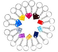 CUNQN Key Ring Heart Keychain Set Couples Key Chain Keyring Cute Matching Brick Key Chains Key Rings 10 Pack (CQAXYSK10UK)