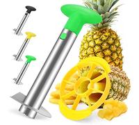 CUNSENR Premium Pineapple Corer and Slicer Tool - Pineapple Cutter with Sharp Serrated Tips - Easy to Use & Clean - Stainless Steel Core Remover for Pineapple - Slice and Core Fruits with Ease(Green)