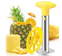 CUNSENR Premium Pineapple Corer and Slicer Tool - Pineapple Cutter with Sharp Serrated Tips - Easy to Use & Clean - Stainless Steel Core Remover for Pineapple - Slice and Core Fruits with Ease(Yellow)