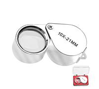 CUNTAUK Jewellers Loupe Magnifying Glass, 10X Handheld Magnifier Jewelers Loupes Magnifying Glasses with Case Applied to Science Reading Books Newspaper Insects Hobby Observation (10X)