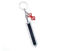 CuNto Game Berserk Guts Sword Keyring Legend Warrior Black Zinc Alloy Pendant Key Chain Weapons Key Chain Car Men Anime Accessories, red, L