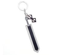 CuNto Game Berserk Guts Sword Keyring Legend Warrior Black Zinc Alloy Pendant Key Chain Weapons Key Chain Car Men Anime Accessories, black, L