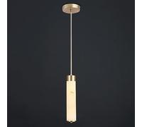 CUNTO White Marble Glass Pendant Light Fixture Brass 2 Long Bedside Hanging Ceiling Lamp Cylinder Tube Linear Chandelier Natural Stone Alabaster Lighting for Kitchen Island Bedroom Dining Room Bar