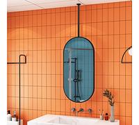 CuNtoHHH Hanging Mirrors for Wall Decoration, HD Glass Decorative Mirror, Large Oval Makeup Mirror for Bathroom or Living Room, with Articulated Arm Ceiling Mounted and Customizable (t