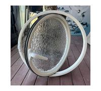 CuNtoHHH Metal Sash Sliding Windows, Round Tempered Glass Sliding Windows Swivel for Sheds, Chickens, Mobile Homes, Bathrooms and Basements, Large Sliding Windows