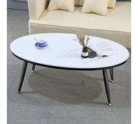 Oval Marble Coffee Table, Center Table Coffee Table for Living Room Modern Marble Texture Top Sofa Table with 4 Metal Thicker Legs Tea Table Snack Table for Living Room, Office, Small Space Décor