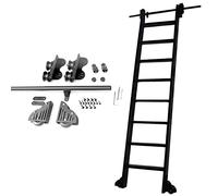 CuNtoHHH Retractable Library Ladder Hardware Kit Complete Sliding Set 1m to 6m Round Tube Rail (No Ladder) Home Bookshelf Loft (Size: