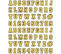 CUNUEN 74 Pack Yellow Letter Decoration Charms 0-9# Number, Alphabet ABC-Z Letter, DIY for Boy Girl Teens Men Women and Adults