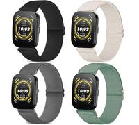 CUNUJIX 4 Pack Stretchy Watch Bands Compatible with 22mm Amazfit Bip 5 /Bip 6/ GTR 4 / GTR 3 / GTR 3 Pro/GTR 2 / GTR 2e,Loop Nylon Elastic Fabric Strap for Amazfit Cheetah Pro/Balance