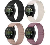 CUNUJIX 4 Pack Stretchy Watch Bands Compatible with Garmin Forerunner 165, Loop Nylon Elastic Fabric Strap for Garmin Forerunner 165 Music Watch