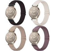 CUNUJIX 4 Pack Stretchy Watch Bands Compatible with Garmin Lily 2 / Lily 2 Active, Loop Nylon Elastic Fabric Strap for Garmin Lily 2 Women