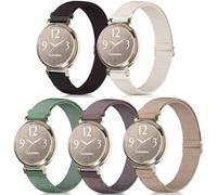 CUNUJIX 5 Pack Stretchy Watch Bands Compatible with Garmin Lily 2 / Lily 2 Active, Loop Nylon Elastic Fabric Strap for Garmin Lily 2 Women