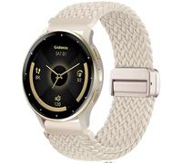 CUNUJIX Braided Bracelet Replacement for Garmin Venu 3S/Venu 2S/Vivoactive 4S/Vivomove 3S, 18 mm Elastic Nylon Magnetic Clasp Replacement Strap for Garmin Forerunner 255S/265S Women Men, Nylon, No