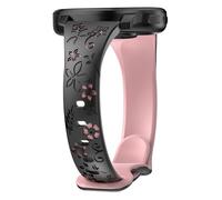 CUNUJIX Flower Engraved Slim Silicone Watch Bands Compatible with Garmin Vivoactive 5 /Vivoactive 3, 20mm Thin Sport Soft Strap for Garmin Venu 2 Plus/Venu Sq/Venu/Forerunner 165/55/245 Music Women