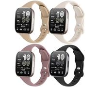 CUNUJIX Slim Silicone Watch Bands Compatible with Amazfit Bip 6 /Bip 5/ GTR 4 / GTR 3 / GTR 3 Pro/GTR 2 / GTR 2e, 22mm Thin Soft Narrow Sport Strap for Amazfit Cheetah Pro/Balance Women (4 Pack)
