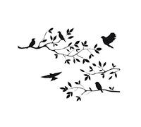 CUNYA 60 x 35cm Black Tree Branches Wall Stickers Nursery Leaves, DIY Removable Vinyl Wall Art Wallpaper Decal Mural Home Decor for Living Room, Bedroom, and Farmhouse Decor (Birds)
