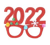 CUOFYUNL Christmas Glasses Frame Shiny Exquisite Cute Stylish Xmas Eyeglasses for Holiday Parties Photo Booths (Red)